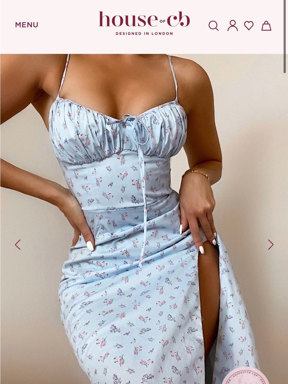 House of CB Carina Blue Floral Bustier Midi